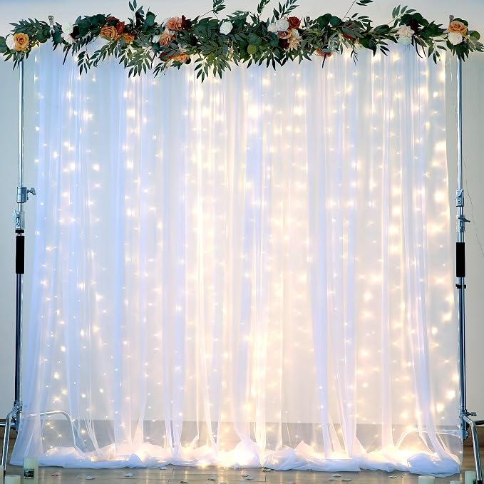 White Tulle Backdrop Curtain for Parties Wedding 10ft x 8ft Sheer Backdrop - Image 6