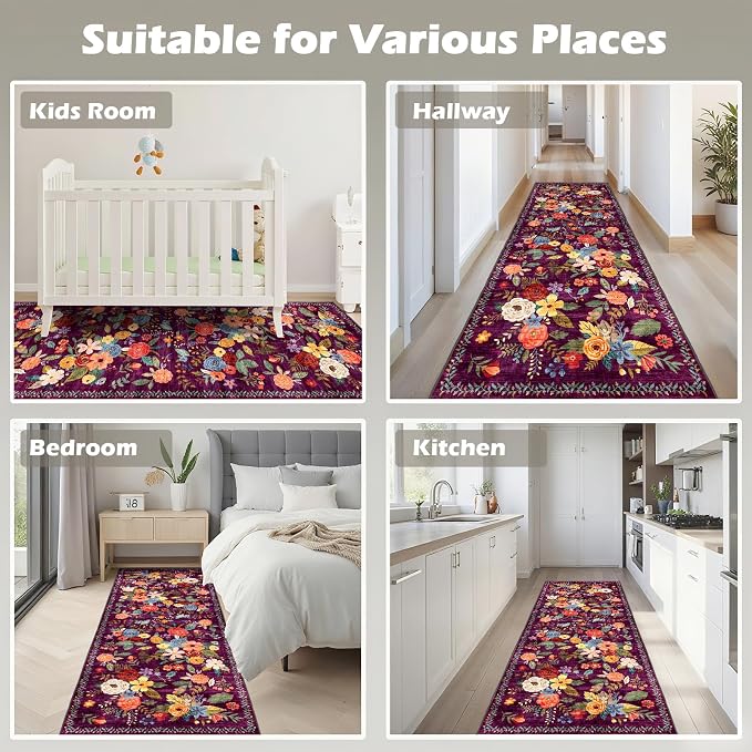Rug for Hallways Kitchen Rug 2x8, Non Slip Washable Rugs - Image 3