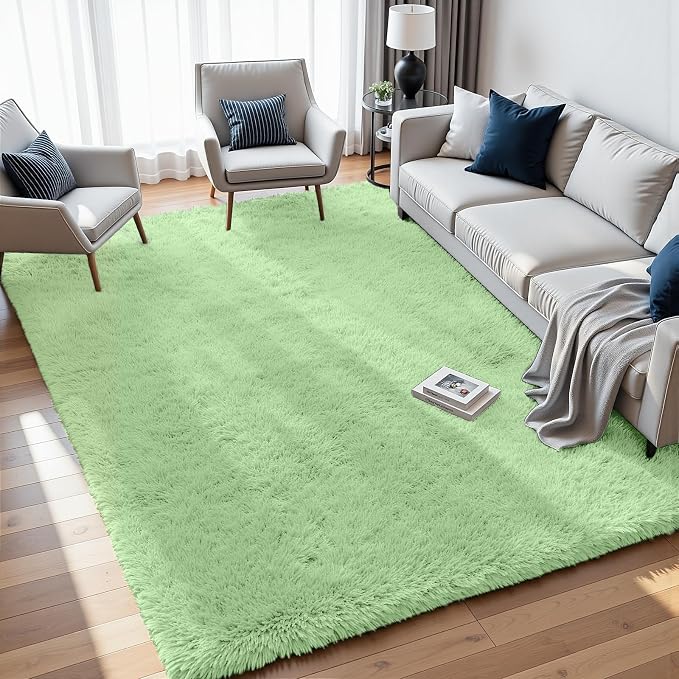 8x10 Area Rugs for Living Room Rug: Soft Fluffy Shag Mint Green Rugs for Bedroom - Image 9