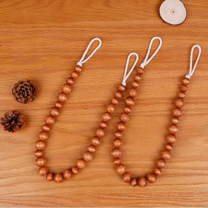 Wood Bead Curtain Tiebacks, KLOGTSIND Set of 2 Curtain Holdbacks - Image 6