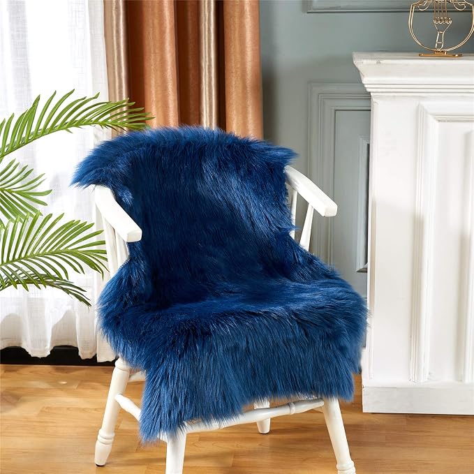 EasyJoy Ultra Soft Fluffy Shaggy Area Rug Faux Fur Rug Chair Cover Seat Pad - Image 6