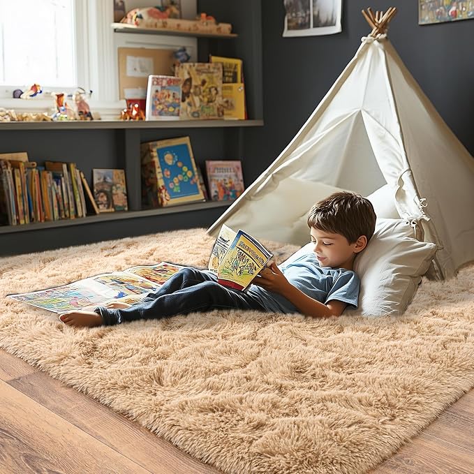 Pionblank Fluffy Area Rug for Bedroom 4x6 Feet, Indoor Plush Carpet, Shag Soft - Image 3