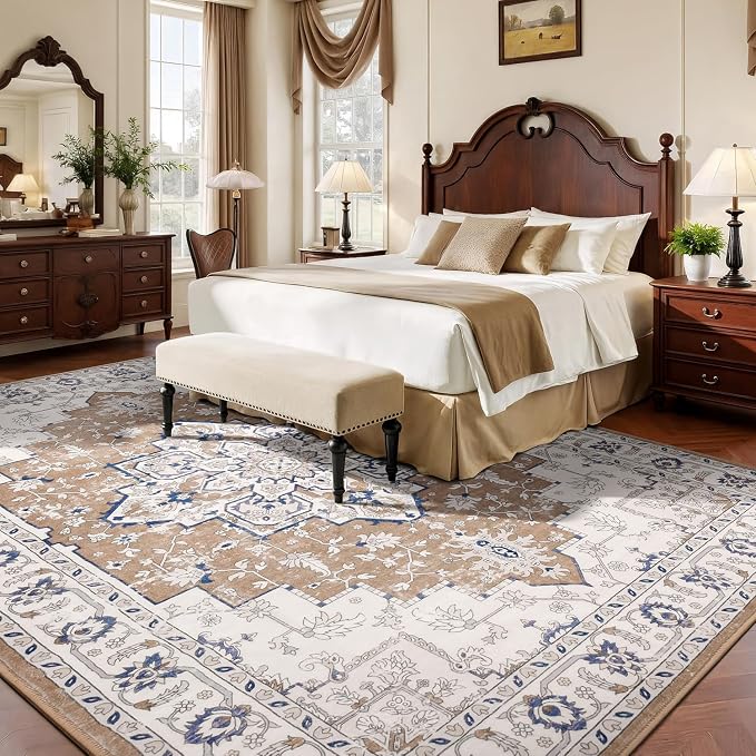 Rugflix 9x12 Area Rug for Living Room, Vintage Washable Area Rug Non Slip - Image 2
