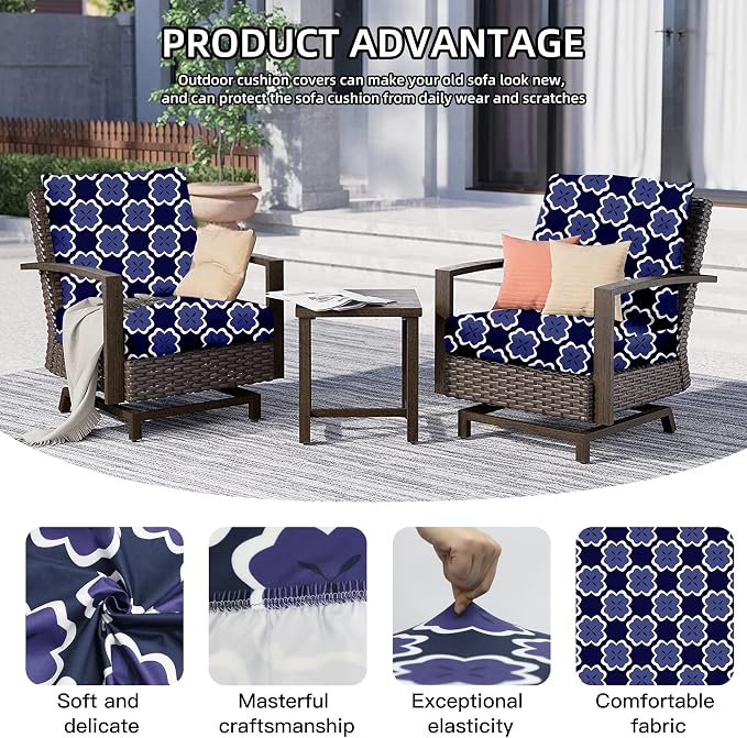 8Pcs Outdoor Cushion Covers, Patio Cushion Covers, Stretch Elastic Slipcovers - Image 3