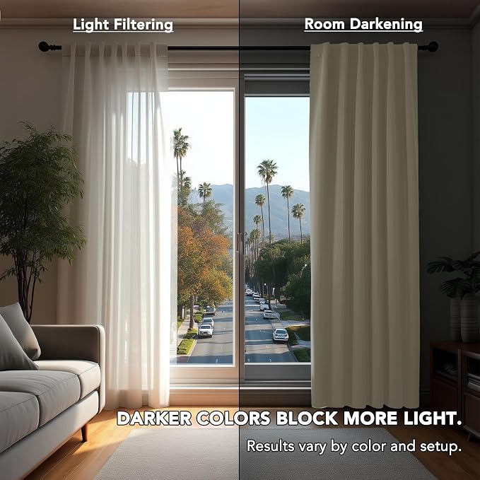 Deconovo Blackout Curtains, Thermal Insulated, W42 x L95 2 Panels, Back Tab - Image 3