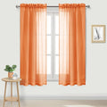 DWCN Sheer Orange Curtains 63 inch Length 2 Panels Set, Rod Pocket Solid Color by DWCN
