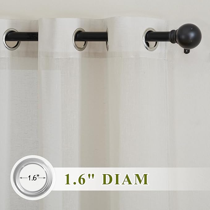 NICETOWN Bedroom Curtains Linen Blend 90 inches Long, Grommet Privacy Semi - Image 2