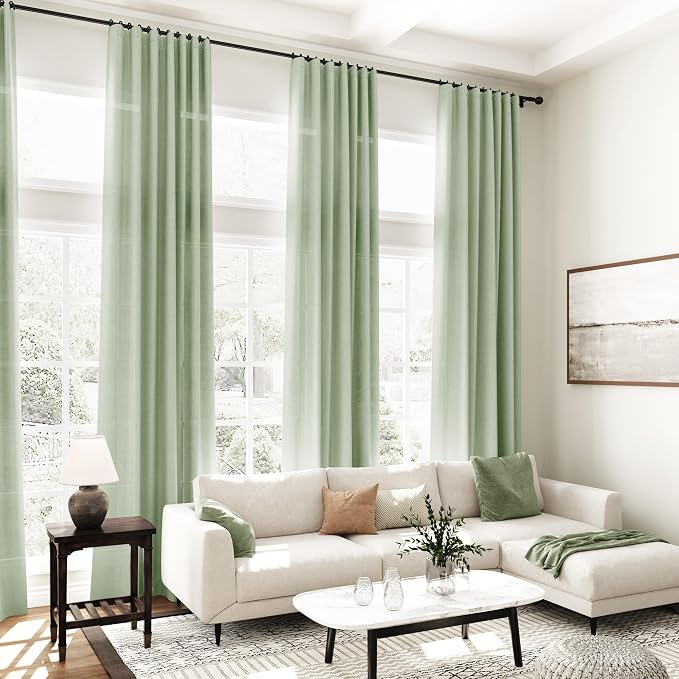 Extra Long Mist Sage Linen Curtains 120 Inch - Image 7