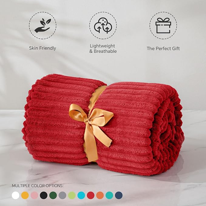 BEDELITE Fleece Throw Blanket for Couch – 3D Ribbed Jacquard Soft and Warm - Image 4