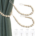 OCIOLI 2 Pieces of Wood Bead Curtain Tieback Boho Curtain Tiebacks Curtain by OCIOLI