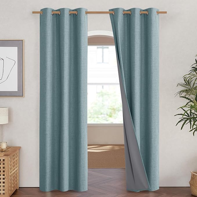 NICETOWN 100% Absolutely Blackout Linen Curtains - Image 2