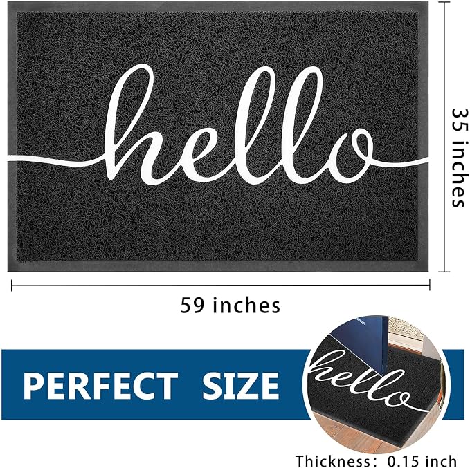 EARTHALL Funny Hello Mats Outside/Inside 59"x35", Front Door Mat Outdoor - Image 2