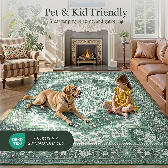 Rugflix 8x10 Area Rugs for Living Room, Machine Washable Rug Non Slip Stain - Image 5