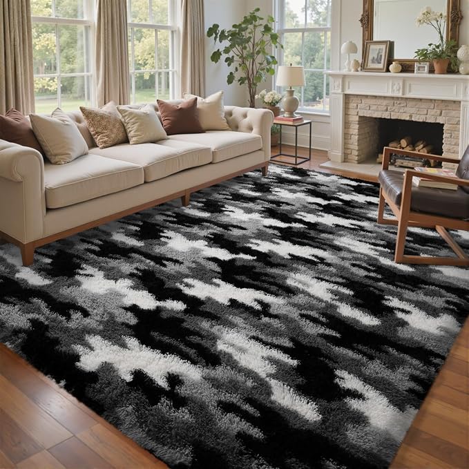 6x9 Ft Large Shag Rugs for Living Room Decor, Tie-Dyed Ultra Soft Fluffy Furry by Cuzwlovita