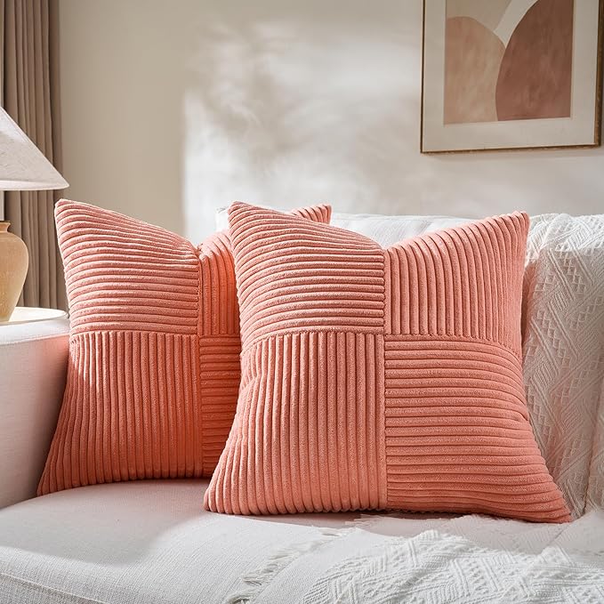 Fancy Homi 2 Packs Coral Samll Decorative Throw Pillow Covers 12x12 Inch by Fancy+Homi