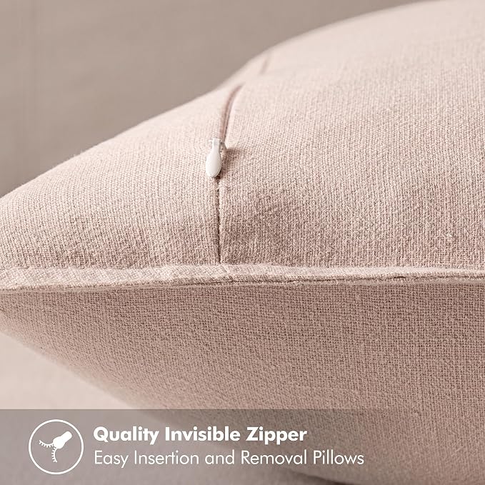 MIULEE Decorative Linen Pillow Covers 20x20 Inch Light Pink ​Boho Farmhouse​ - Image 3