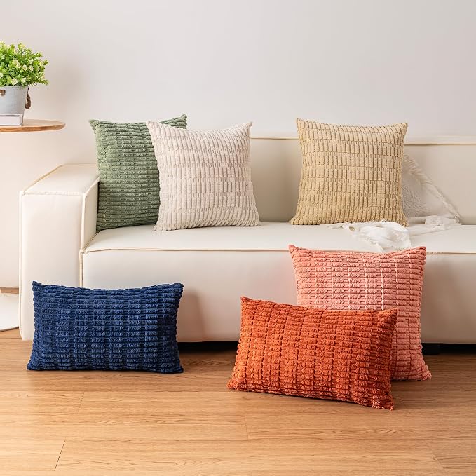 Aegero Pack of 2 Corduroy Decorative Throw Pillow Covers 24x24 Inch - Image 4