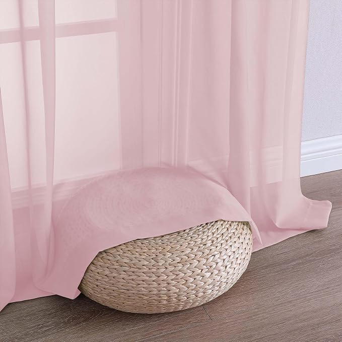 OWENIE Sheer Blush Curtains 108 Inches Long - Image 7