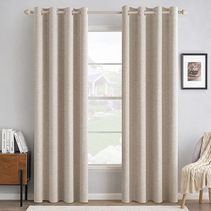 MIULEE 100% Blackout Linen Textured Curtains by MIULEE