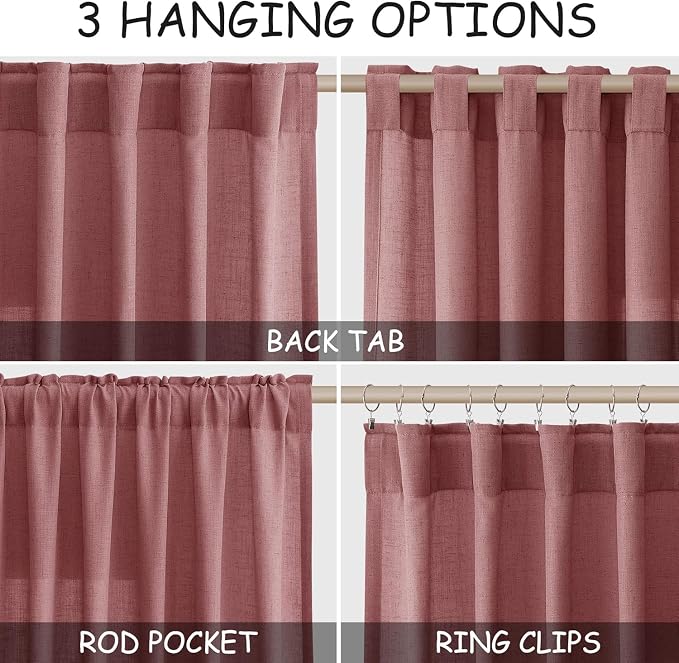 Canyon Rose Linen 112 Inch Curtains - Image 2