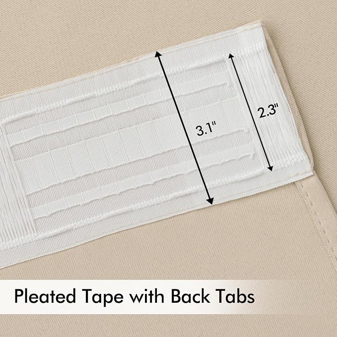MIULEE Back Tab Cream Beige Curtains 96 Inch Long 2 Panels Set - Image 4