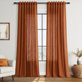 Rust Linen Curtains for Living Room 120 Inches Long Light Filtering Semi Sheer by Nanspring