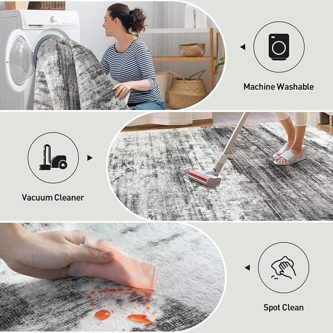 4x6 Area Rugs Washable Rug: Modern Abstract Living Room Rug Soft Anti-Skid Thin - Image 3