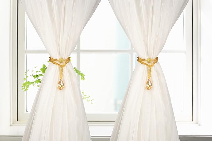 SUQ I OME 2 Pack of Luxury Crystal Beaded Magnetic Curtain Tieback and Holdback - Image 4