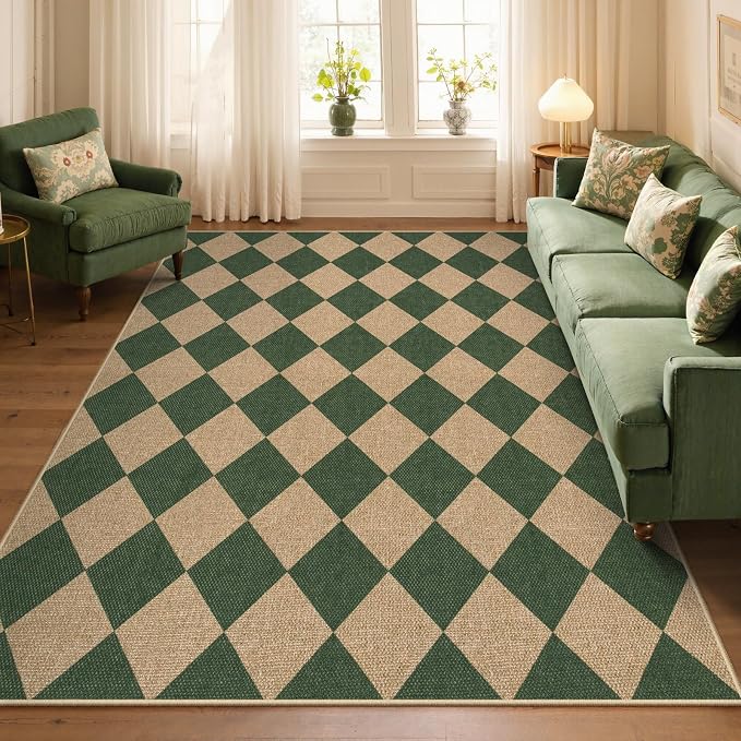 Lahome Colette Checkered Outdoor Rug 5x7, Washable Rug - Image 3