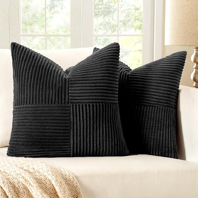 MIULEE Black Decorative Euro Sham Pillow Covers 24x24 Inch - Image 7