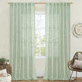 LAMIT Sheer Linen Curtains for Living Room, Back Tab and Rod Pocket Curtains by LAMIT