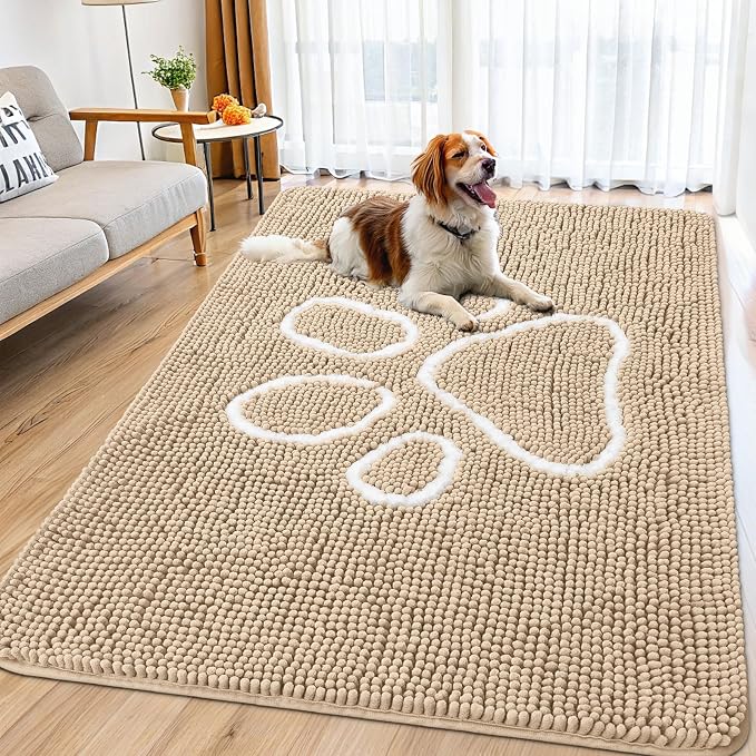 Smiry Dog Door Mat for Muddy Paws, Absorbent Dirt Trapper Non Slip Quick Dry by Smiry
