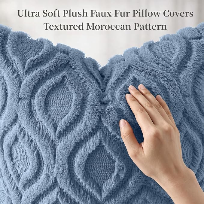 decorUhome Throw Pillow Covers 24x24 Inch Set of 2, Soft Plush Faux Wool Dusty - Image 6