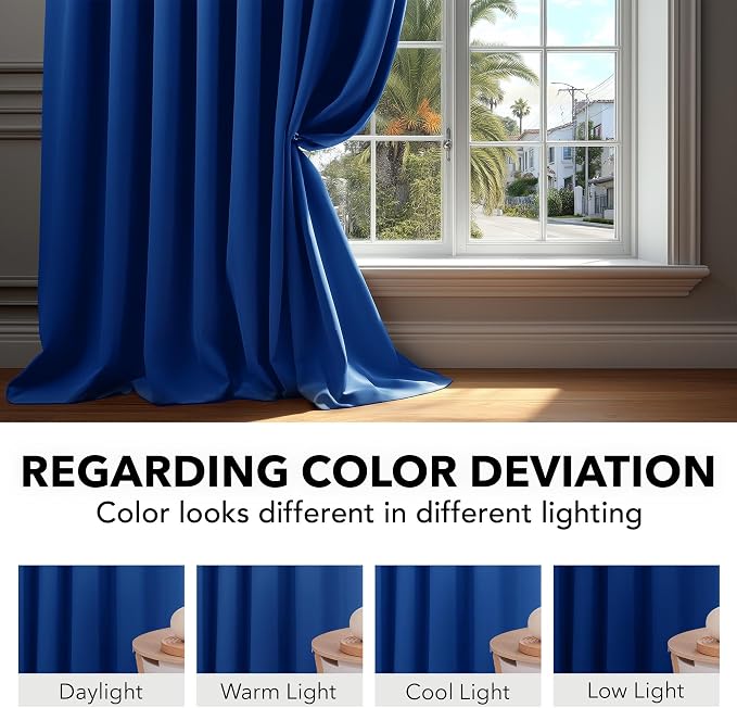 Deconovo Blackout Curtains, Thermal Insulated, W52 x L72 2 Panels, Back Tab - Image 6
