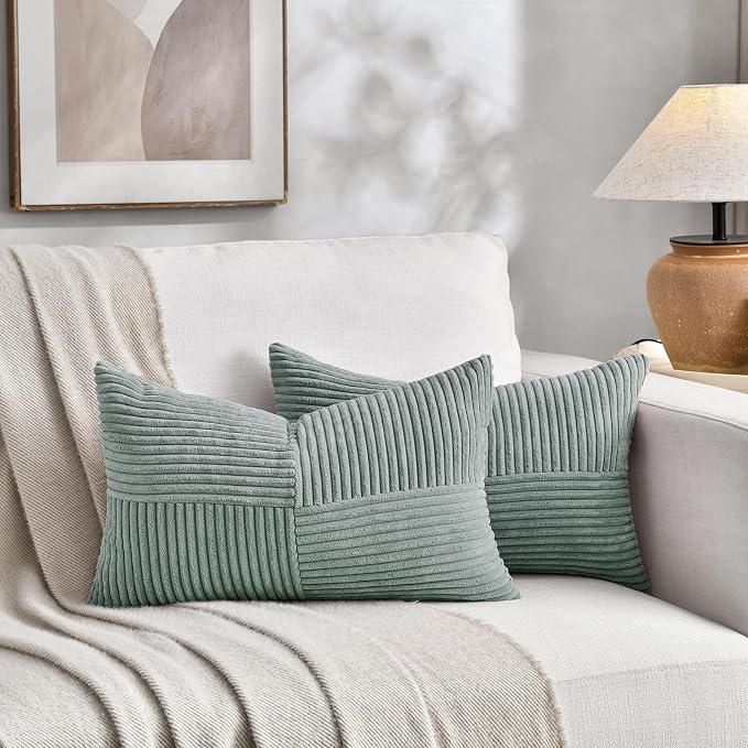 Fancy Homi 2 Packs Grey Blue Lumbar Decorative Throw Pillow Covers 20x28 Inch - Image 5