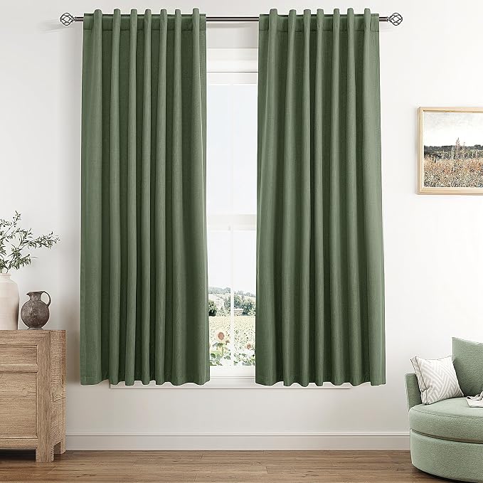 Guken Olive Green 100% Blackout Curtains 63 Inch Length 2 Panels Set by Guken