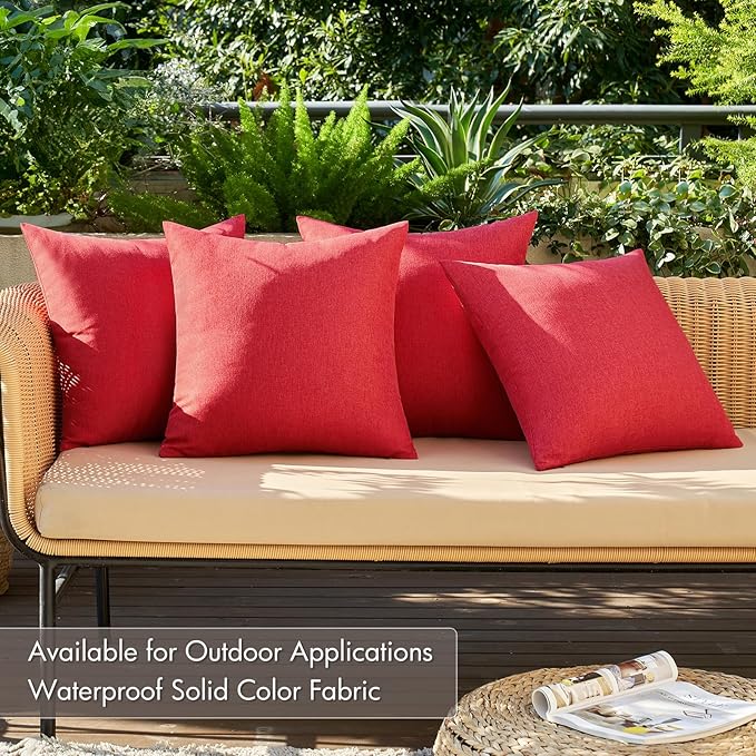 MIULEE Pack of 4 Decorative Solid Waterproof Throw Pillow Covers Linen Garden - Image 3
