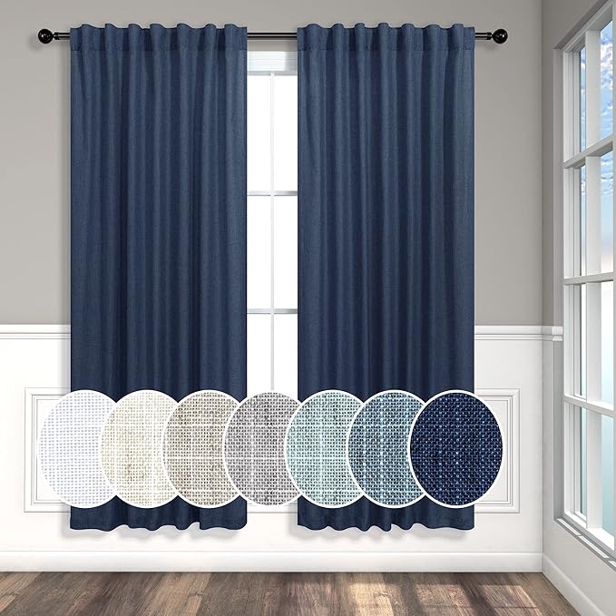 Navy Blue Curtains 72 Inch Length by Pitalk