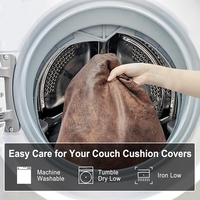 Leather Look Couch Cushion Covers Sofa Seat Slipcovers Sets Couches Furniture - Image 9
