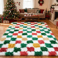 Checkered Area Rug 8x10 for Living Room Bedroom, Christmas Shag Rug Fuzzy by Boshengya