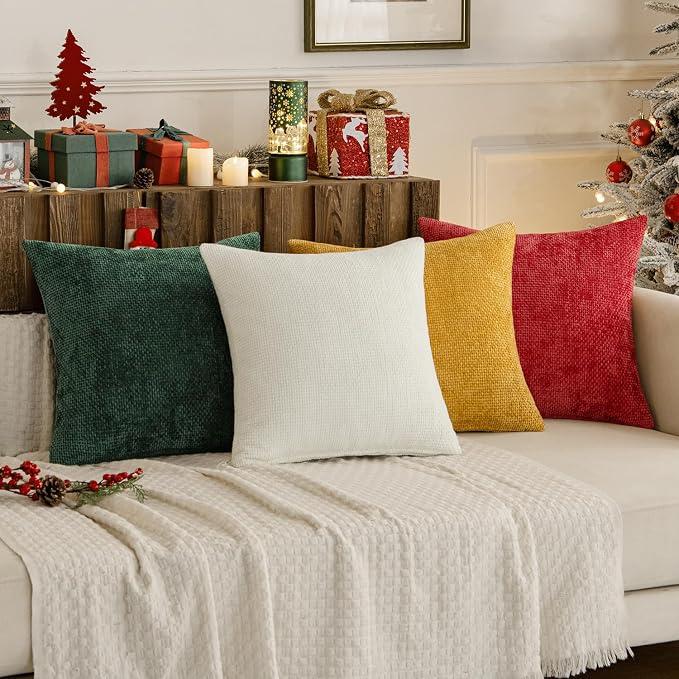 MIULEE Christmas Pack of 4 Couch Throw Pillow Covers 18x18 Inch Christmas - Image 4