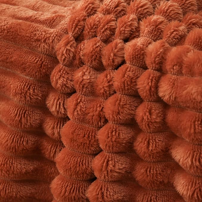 Burnt Orange Fleece Throw Blanket 108”×90” - Image 6