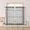 Chyhomenyc Charcoal Grey Sheer Curtains 36 Inch Length, Light Filtering Leaf by Chyhomenyc