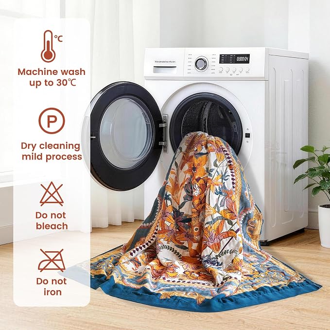 MSGKV Boho Throw Blanket 60"x80" Bed Floral 100% Cotton Blanket Spring - Image 7