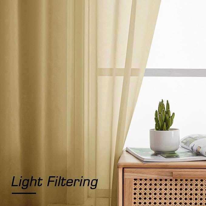 Simplebrand Gold Sheer Valances 14 Inches Long - Image 3