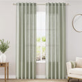 Sage Green Linen Blend Drapes 84 Inch Length 2 Panels Set Back Tab Rod Pocket by Nanspring
