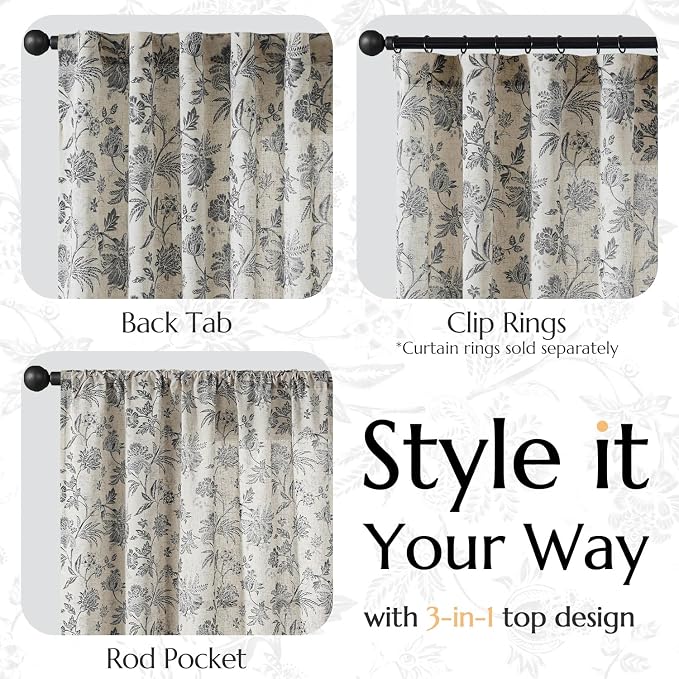 jinchan Linen Floral Curtains for Living Room - Image 5