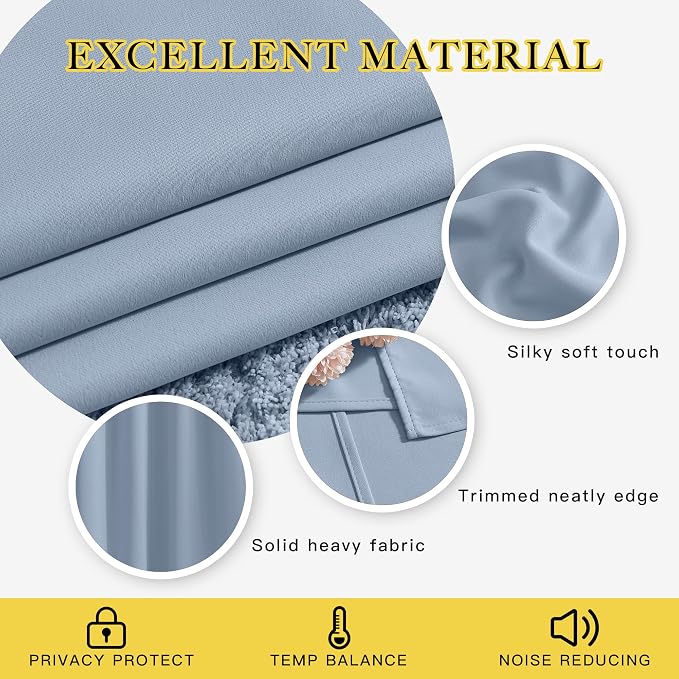 NICETOWN Blackout Bedroom Curtains 50 inches Long - Image 3