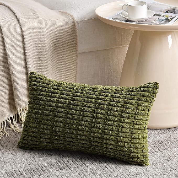 Fancy Homi 4 Packs Boho Moss Green Decorative Throw Pillow Covers 12x20 Inch - Image 2