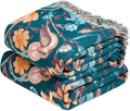 MSGKV Boho Throw Blanket for Couch 50"x60" Cotton Birds Floral Blanket Sofa by MSGKVHomeTextiles